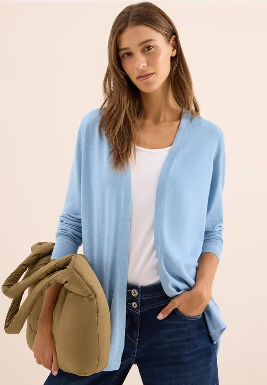 Offene Strickjacke whisper blue melange
