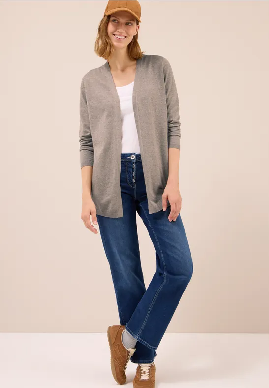 Offene Strickjacke toffee cream melange