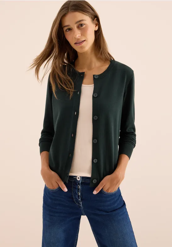 Strickjacke mit Knopfleiste ink green