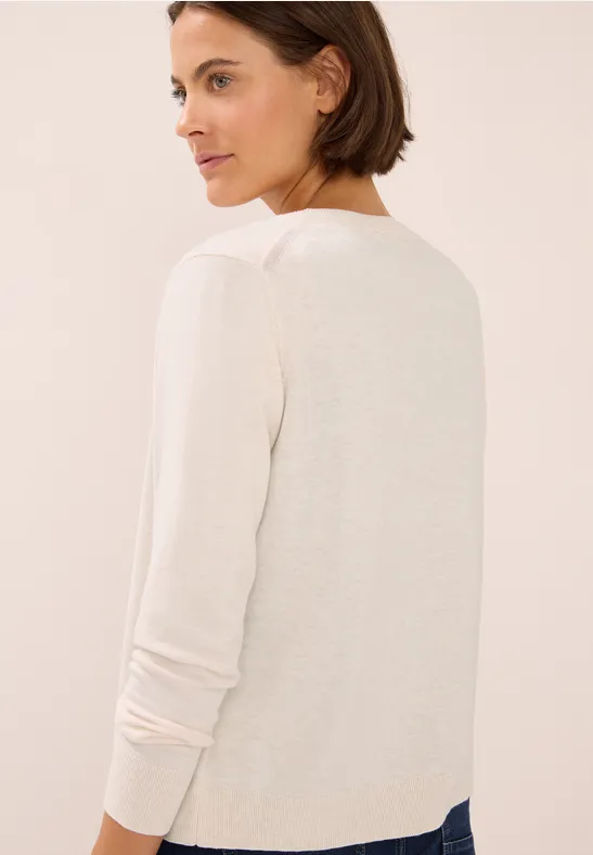 Strickjacke mit Knopfleiste oat milk beige melange