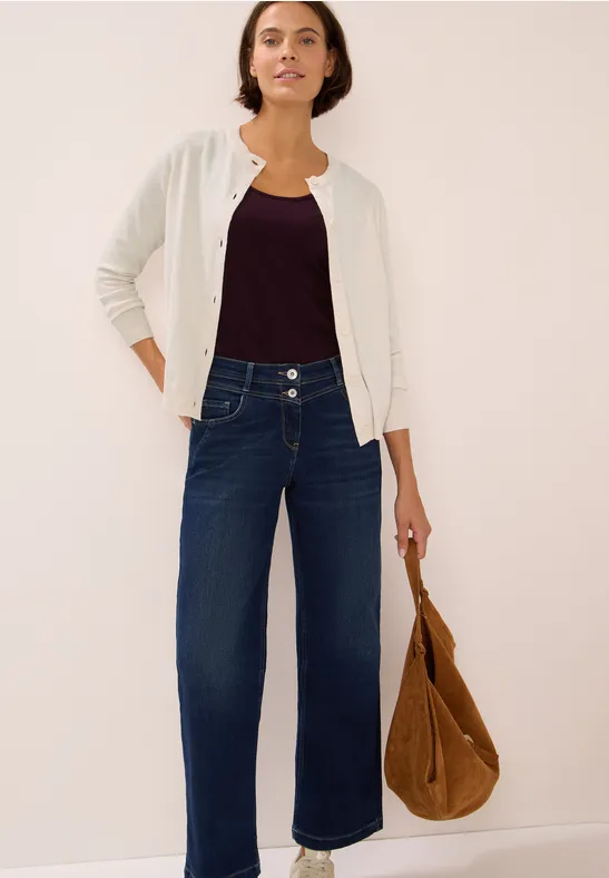 Strickjacke mit Knopfleiste oat milk beige melange