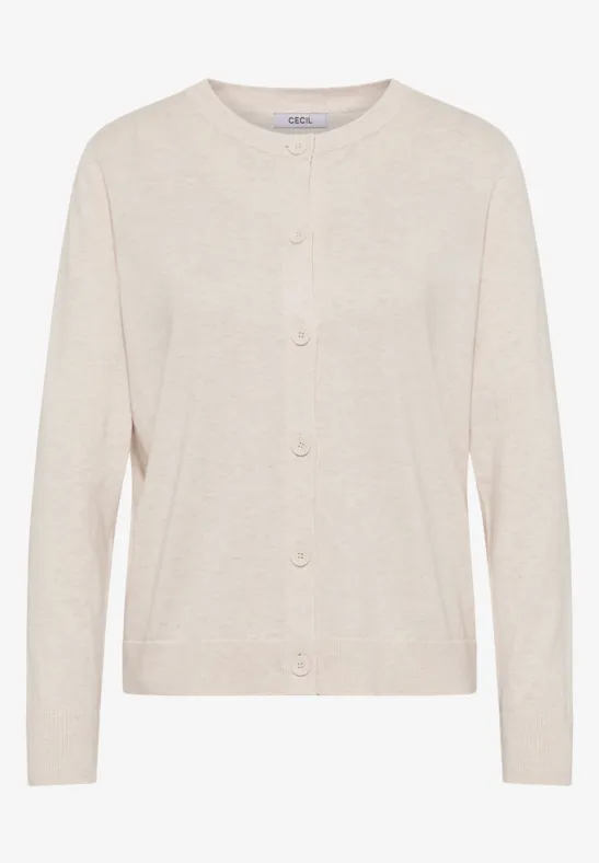 Strickjacke mit Knopfleiste oat milk beige melange