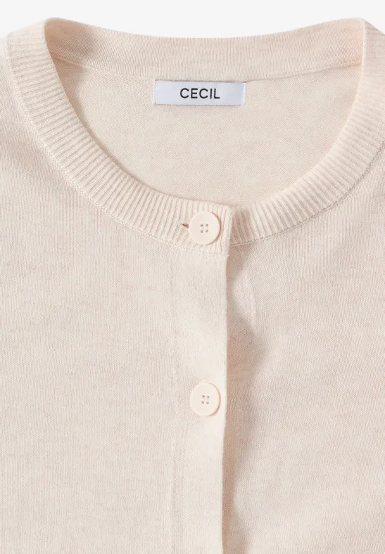Strickjacke mit Knopfleiste oat milk beige melange