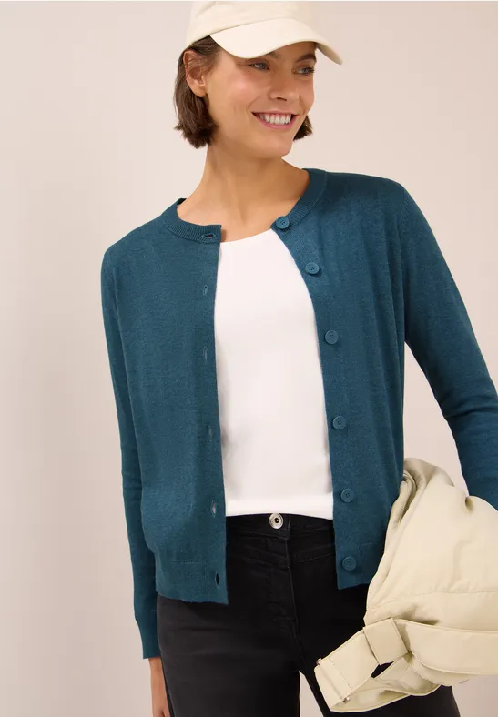 Vest met knoopsluiting dull teal blue melange