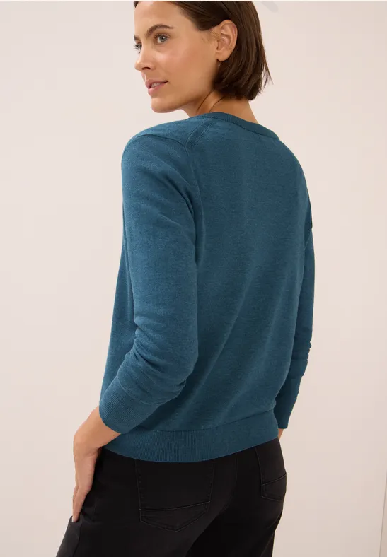 Vest met knoopsluiting dull teal blue melange