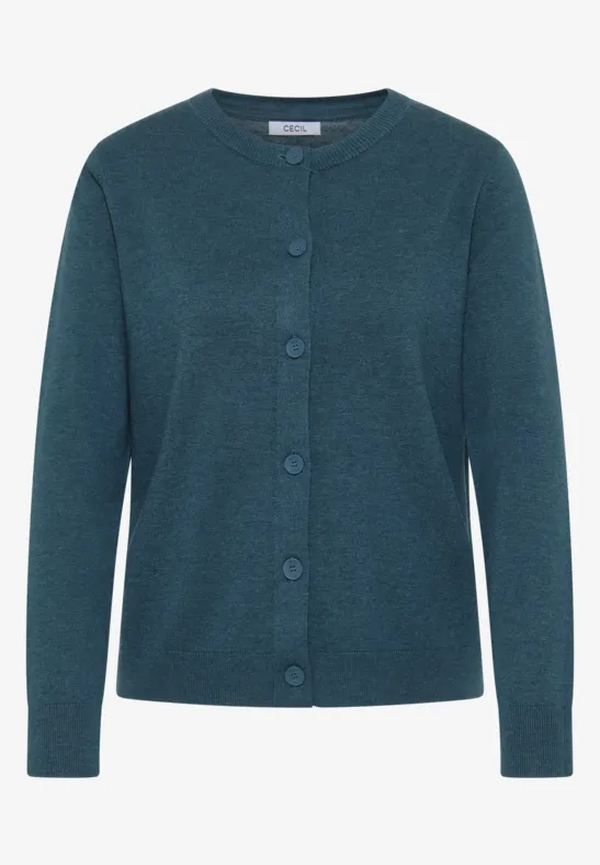 Vest met knoopsluiting dull teal blue melange