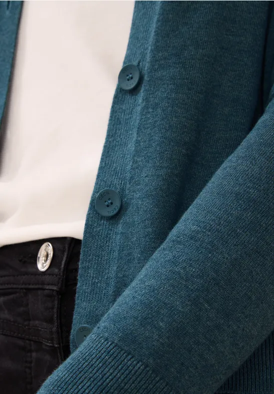 Vest met knoopsluiting dull teal blue melange