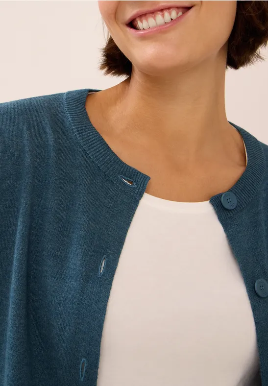 Vest met knoopsluiting dull teal blue melange