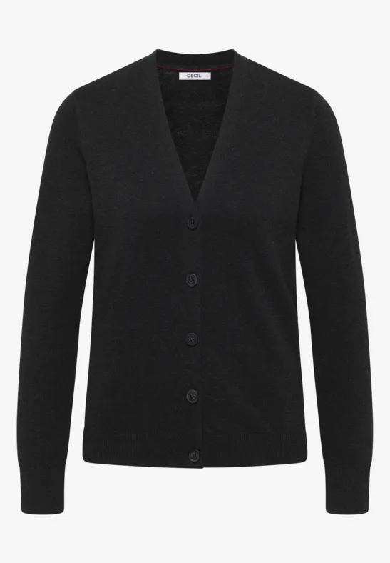 V-Neck Cardigan charcoal grey melange