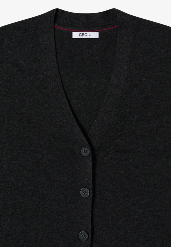 V-Neck Cardigan charcoal grey melange