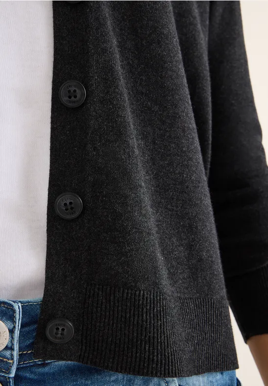 V-Neck Cardigan charcoal grey melange