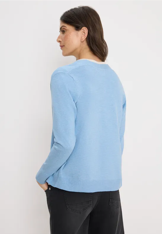 V-Neck Cardigan whisper blue melange
