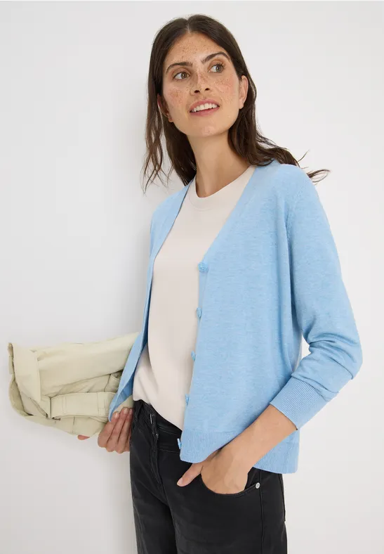 V-Neck Cardigan whisper blue melange