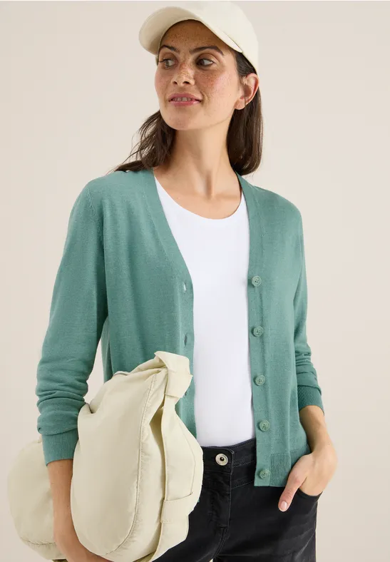 V-Neck Cardigan jewel green melange