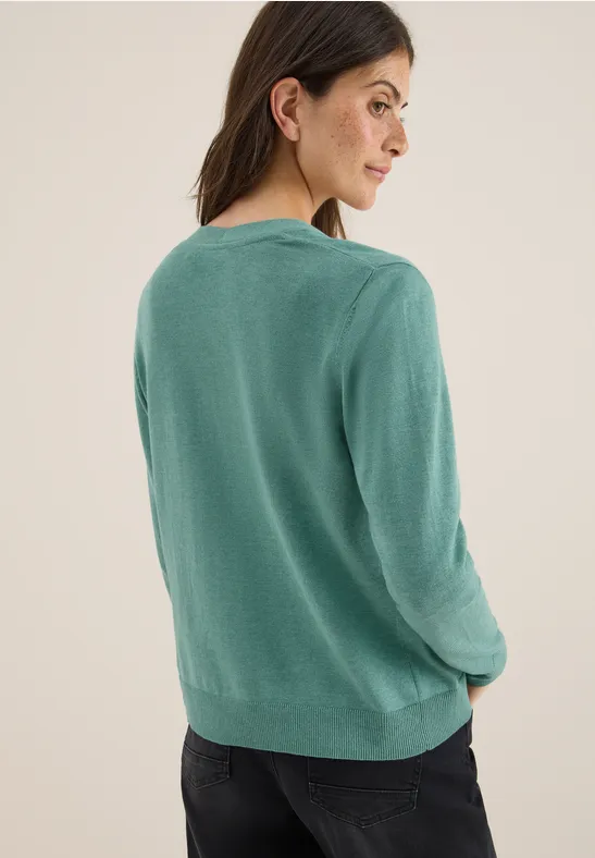 V-Neck Cardigan jewel green melange