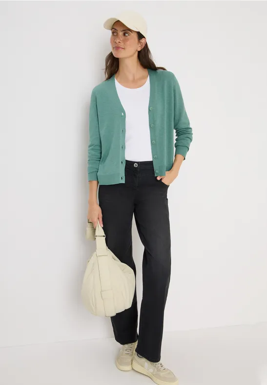 V-Neck Cardigan jewel green melange