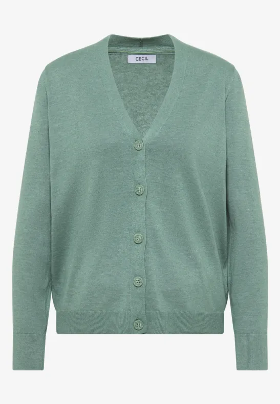V-Neck Cardigan jewel green melange