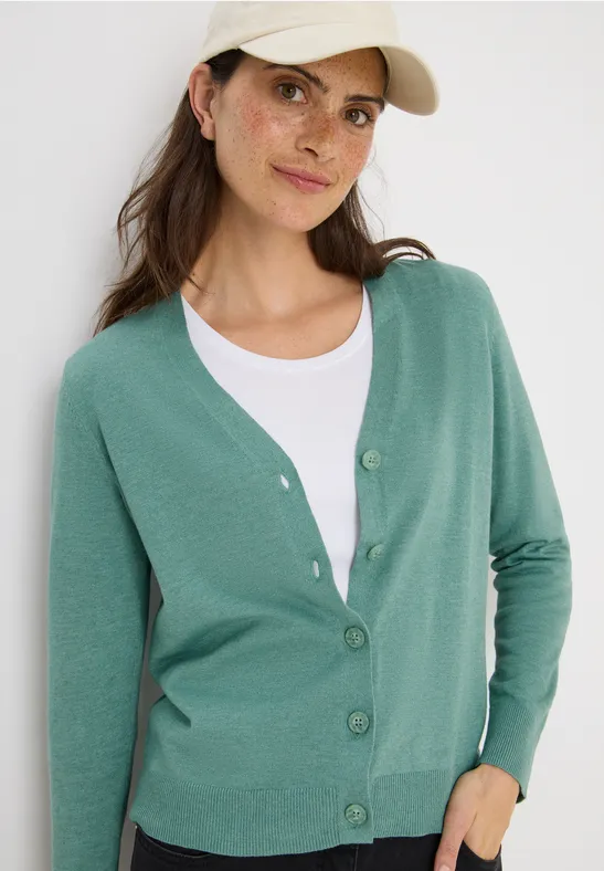 V-Neck Cardigan jewel green melange