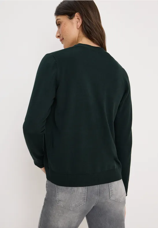 V-Neck Cardigan ink green