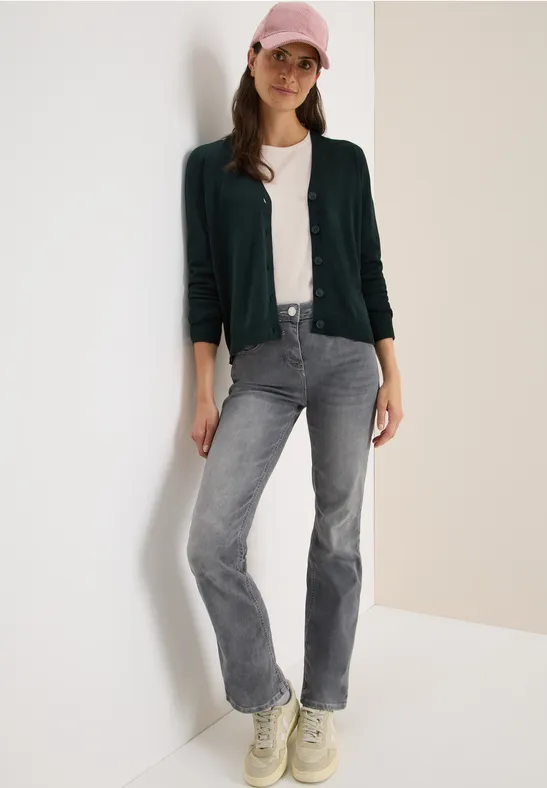 V-Neck Cardigan ink green