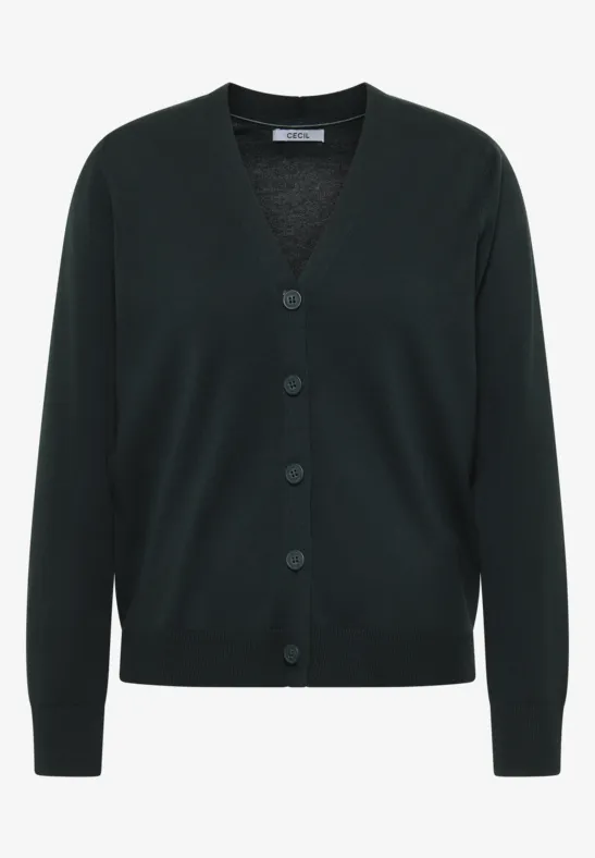 V-Neck Cardigan ink green