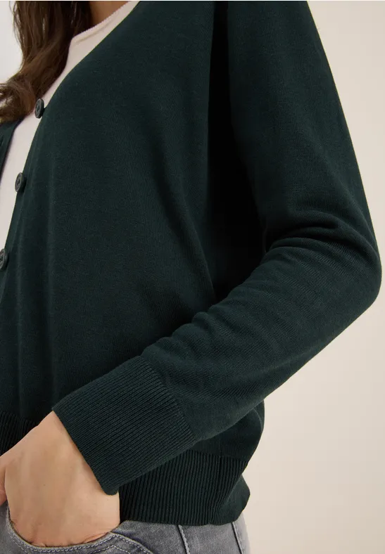 V-Neck Cardigan ink green