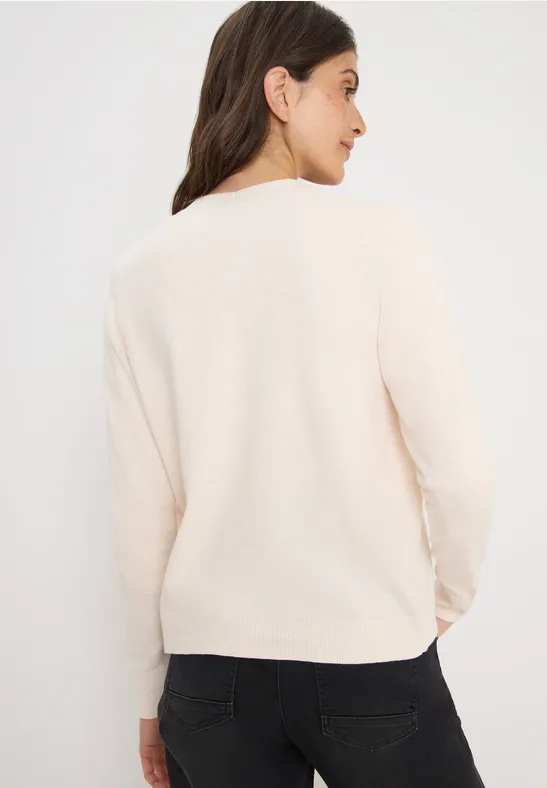 V-Neck Cardigan oat milk beige melange