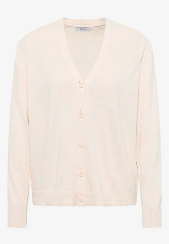 V-Neck Cardigan oat milk beige melange