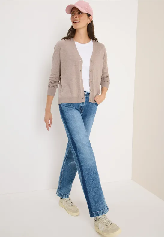 V-Neck Cardigan toffee cream melange