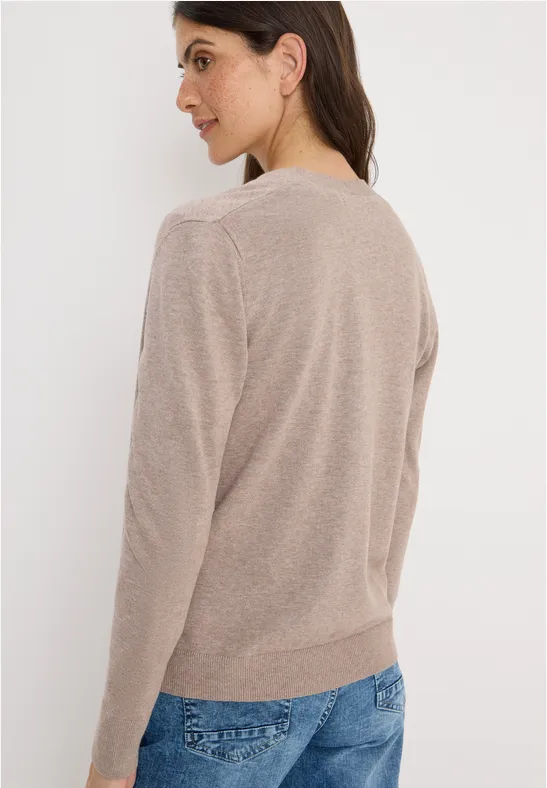 V-Neck Cardigan toffee cream melange