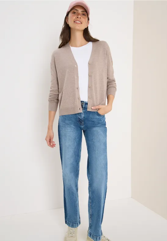 V-Neck Cardigan toffee cream melange
