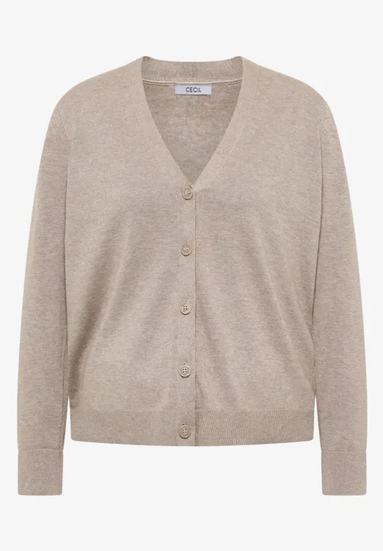V-Neck Cardigan toffee cream melange