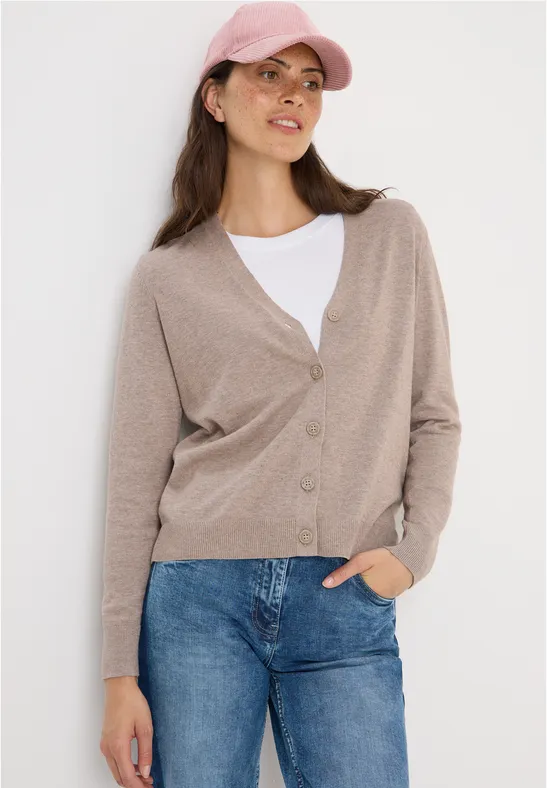 V-Neck Cardigan toffee cream melange