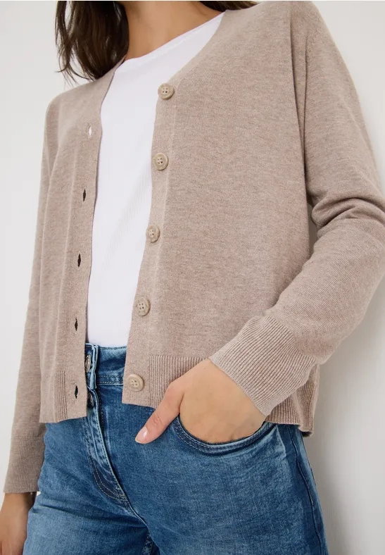 V-Neck Cardigan toffee cream melange