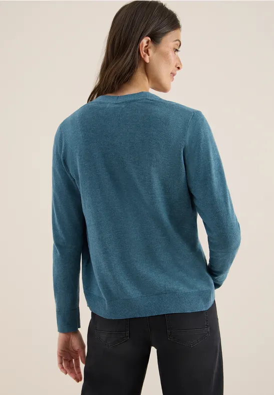 V-hals vest dull teal blue melange