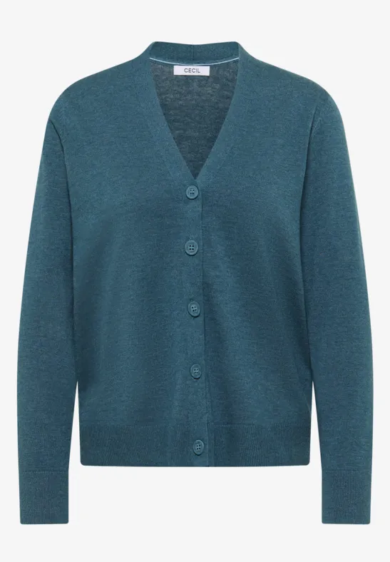 V-hals vest dull teal blue melange