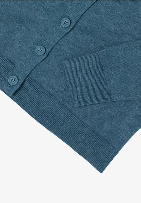 V-hals vest dull teal blue melange