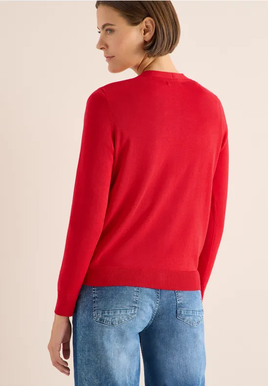 V-Neck Cardigan fiery red
