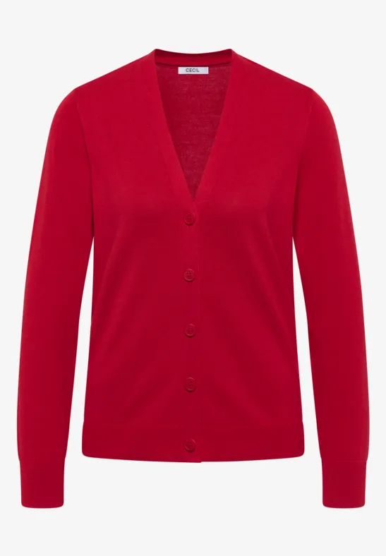 V-Neck Cardigan fiery red
