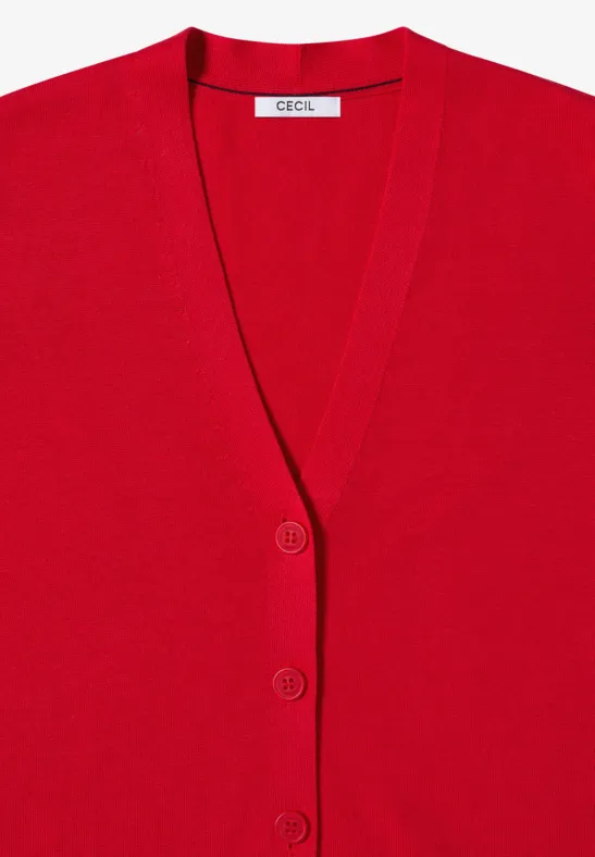 V-Neck Cardigan fiery red