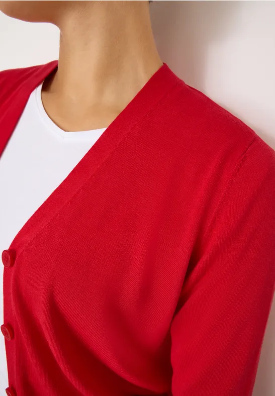V-Neck Cardigan fiery red