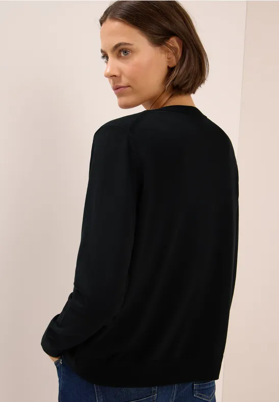 Strickjacke mit Knopfleiste Black
