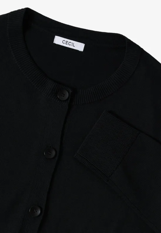Strickjacke mit Knopfleiste Black