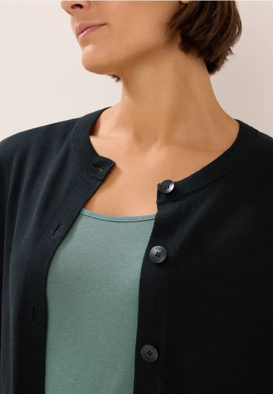 Strickjacke mit Knopfleiste Black