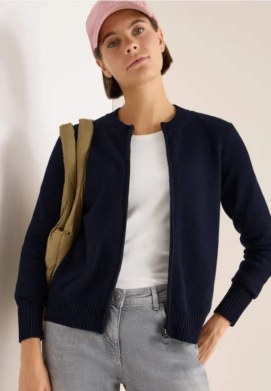 Cosy Cardigan mit Zipper urban dark blue