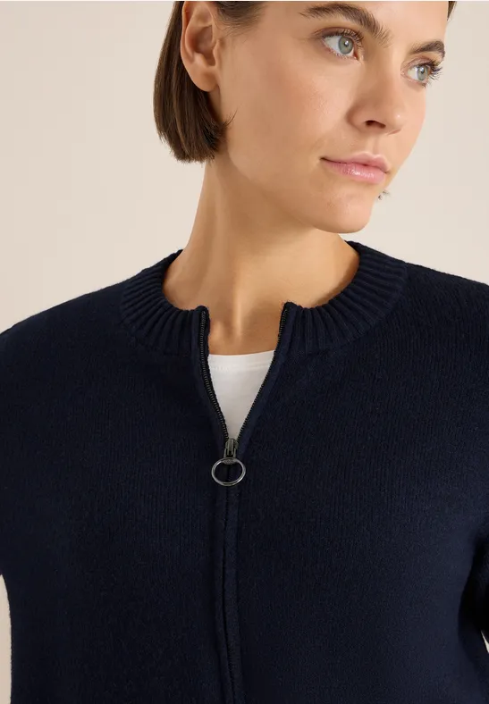 Cosy Cardigan mit Zipper urban dark blue