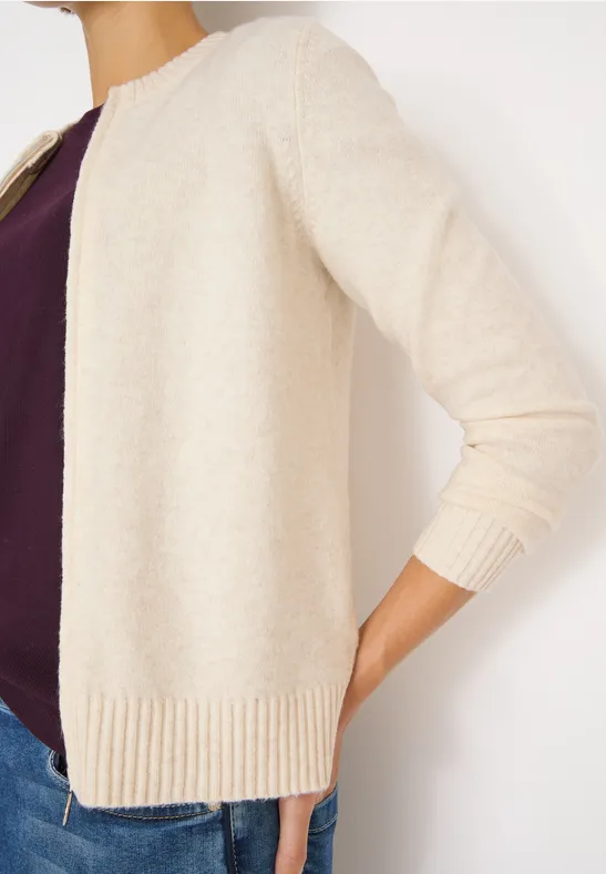 Cosy Cardigan mit Zipper oat milk beige melange