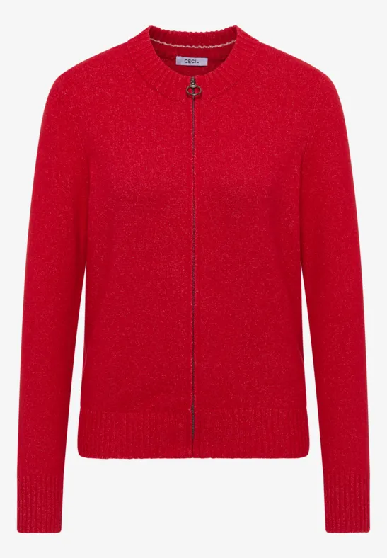 Cosy Cardigan mit Zipper fiery red melange