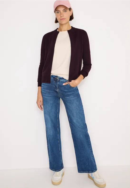 Cosy Cardigan mit Zipper eggplant red melange