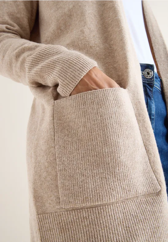 Offener Cosy Cardigan taupe melange